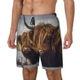 thumbnail image 2 of Fotbe Portrait Of Highland Cow With Its Baby Cow Men’s Swim Trunks Quick Dry Swim Shorts Board Shorts with Mesh Lining-XX-Large, 2 of 9