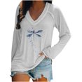 thumbnail image 1 of Womens Boho Floral Print Long Sleeve V Neck Oversized Flowy Loose Blouses Shirt Pullover Tee, 1 of 3