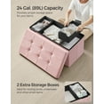 thumbnail image 4 of SONGMICS 30" Storage Ottoman Bench Folding Velvet Storage Footrest Stool 2 Extra Storage Boxes Hold up to 660lb for Entryway Living Room Bedroom Jelly Pink, 4 of 7