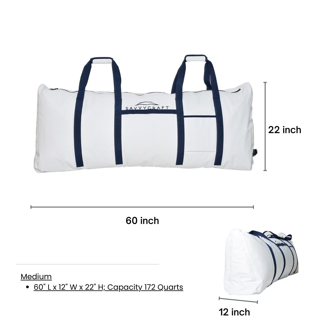 SavvyCraft Insulated Fish Cooler Bag, Waterproof Leakproof Soft Insulated Fish Kill Bag with Easy Grip Handles, Flat Bottom Style White 60"L x 12"W x 22"H