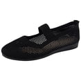 thumbnail image 3 of Domuza Women's Mary Jane Casual Comfortable Hollow Out Knitted Flats Shoes,Fashion Mesh Walking Beach Shoes Lightweight Breathable Slip-On Shoes Black 8（EU-40）, 3 of 4