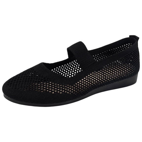Women's Breathable Knit Flats, Soft Mary Jane Mesh Ballet Flat Shoes Comfortable Ballerina Flats Dressy Washable Summer Shoe Slip on Casual 36