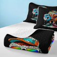 thumbnail image 4 of Manfei Boys Rugby Quilt Full, Sports Full Bedspread Sets, Black Orange Cyan, Black Reversible 3 Pieces, 1 Coverlet and 2 Pillowcases, 4 of 7