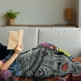 thumbnail image 3 of Urban Graffiti Soft Flannel Fleece Throw Blanket, Hip Hop Wall Paintings with Red Eyed Jaded Man and Old School Tags, Cozy Plush for Indoor and Outdoor Use, 50" x 70", Multicolor, by Ambesonne, 3 of 5