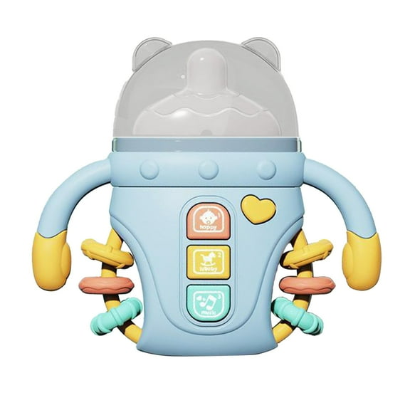 hzomhy Blue Early Education Toy For Babies Teething Bottle Shape Music Hand Clapping Ringing Puzzle Toy For 0-1 Year Old Kids Plastic Blue