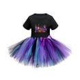 thumbnail image 4 of Bobifish Little Girls Dress Sets Halloween Letter Print Short Sleeve Top Gradient Mesh Tutu Skirt Outfit Holiday Stage Performance Dress Up Sets, 4 of 4