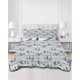 thumbnail image 2 of Quilts Twin-XL Size Bedding Set, Blue Coastal Nautical Lightweight Quilted Comforter, Summer Ocean Sea Vintage Wooden Grain Soft Bedspread Coverlet with Pillow Covers for All Season, 68" x 98", 2 of 7