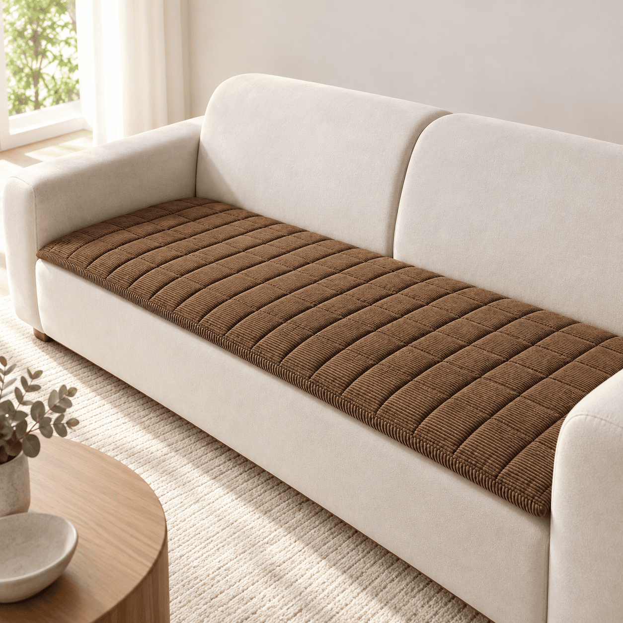 Brown 27.6 ×70.9 Non-Slip Plush Pet Sofa Protector Couch Cover