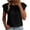 Black40, variant on Cute Tops for Women Crew Neck Gathered Ruffle Flutter Short Sleeve Blouse, Solid Cotton Linen Blend Casual Top, Loose Fit Summer Tee Shirt Womens Summer Tops