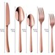 thumbnail image 1 of ¡Juego de cubiertos, vajilla de acero inoxidable, cuchillo para cenar, tenedor para cenar, tenedor para postre, cuchara para cenar, cuchara para té, cubiertos! (Oro rosa, 5 piezas), 1 of 4