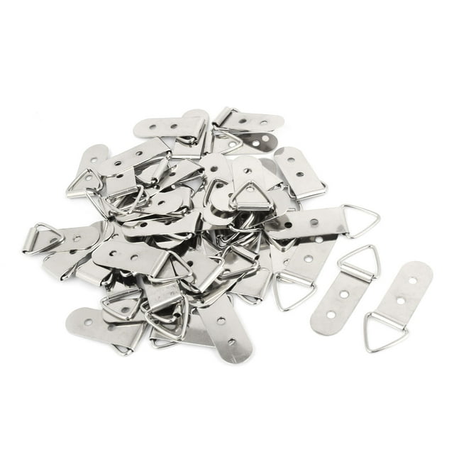 Unique Bargains 50 Pcs Metal Double Hole Triangle D Rings Picture Frames Hanging Hanger
