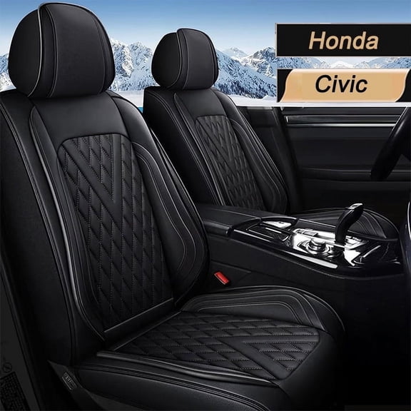 DIKSOAKR Full Set Car Seat Covers Fit for Honda Civic 2020-2024 Faux Leather Seat Covers 2 Rows 5 Seats Waterproof Anti-Slip Seat Cushion Automotive Interior Accessories (Black Line)