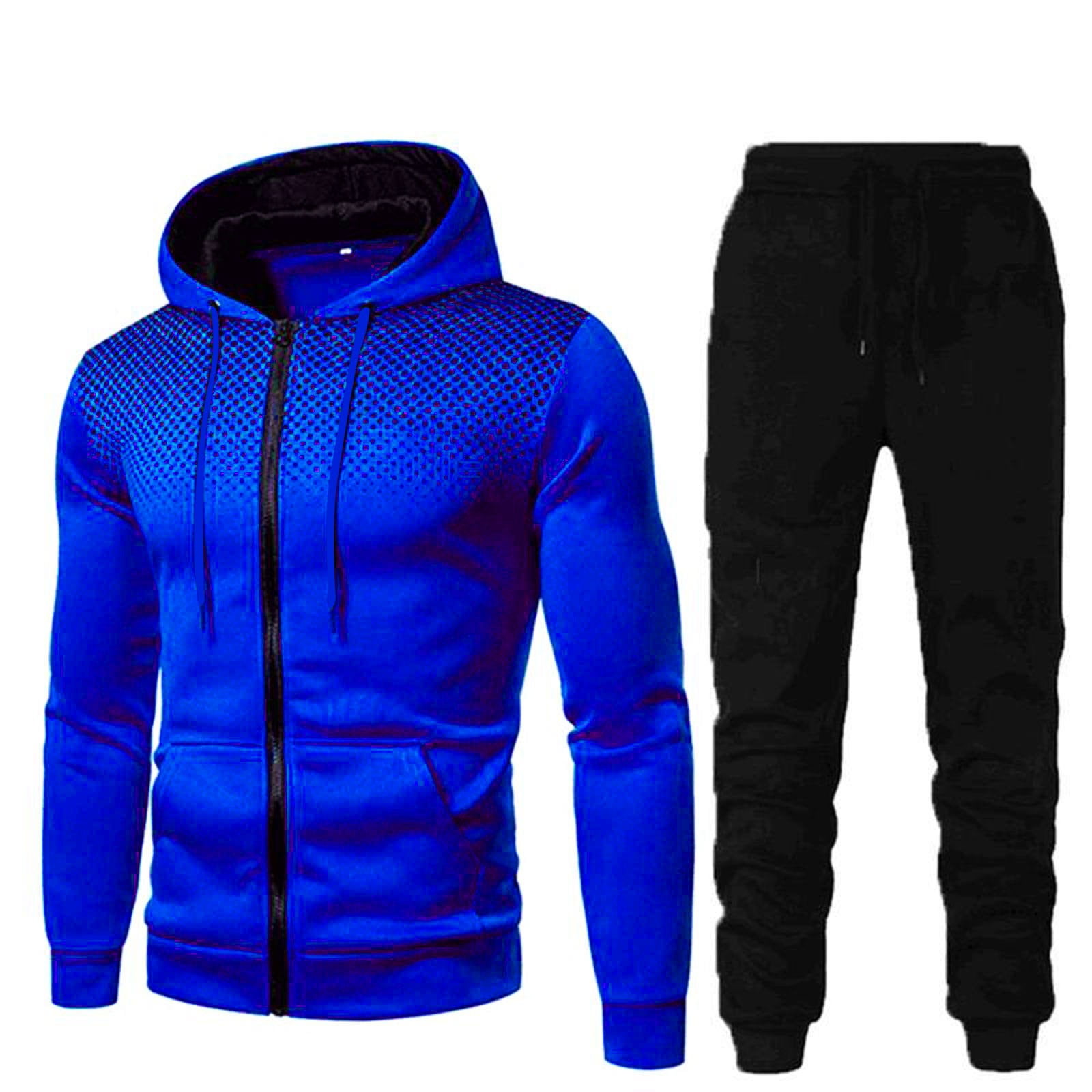 Men Fleece Thick Warm Hoodies Zip Up Coat Jacket Tracksuit Joggers Pants Sets UK 