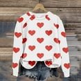 thumbnail image 2 of Penkiiy Love Heart Print Sweatshirts Women Long Sleeve Pullover Tops Casual Blouse 3XL White, 2 of 7