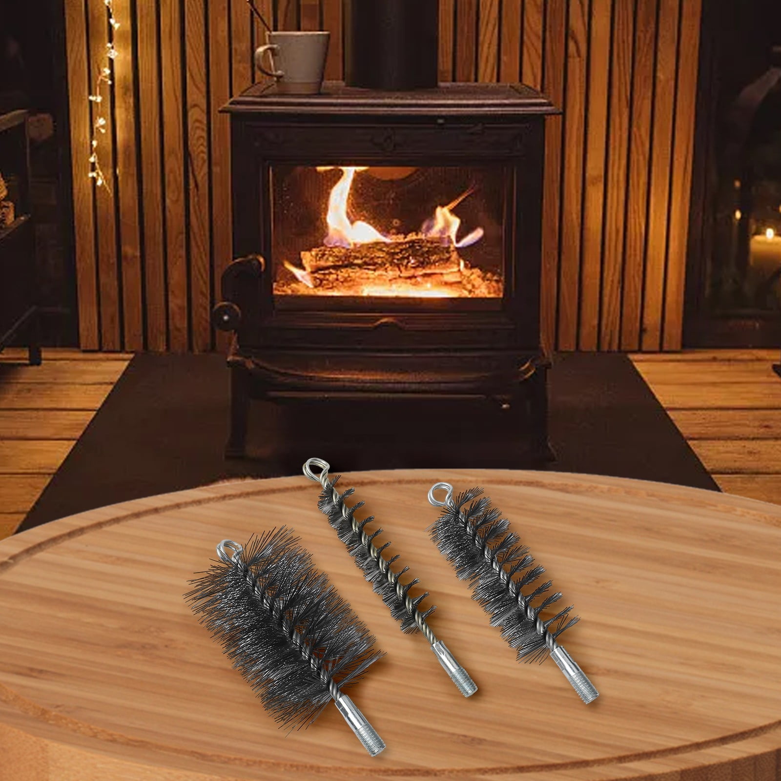 Chimney Brush Cleaning Brush 30/50/80 Mm Steel Wire Fireplace Flue Pipe Rust Deburring Dryer Vent Cleaner Brush Head Kit