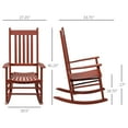 thumbnail image 3 of Outsunny Wooden Porch Rocking Chair Outdoor Patio Rocker Garden Single Leisure Reclining Seat Armchair Wine Red, 3 of 9