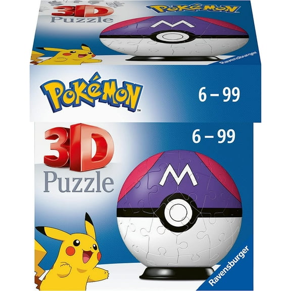 Ravensburger 3D Puzzle 11564 Puzzle Ball Pokémon Pokéballs Master Ball 54 Pieces for Pokémon Fans from 6 Years