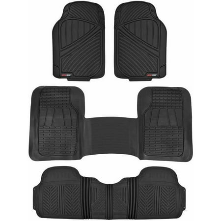 Motor Trend FlexTough Floor Mats for Car SUV and Van 3 Rows, Odorless EcoClean Liners, 3