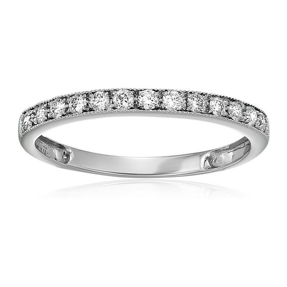 Vir Jewels 1/5 CTTW Milgrain Diamond Wedding Band 14K White Gold Prong Set Round Size 9.5 Female Adult