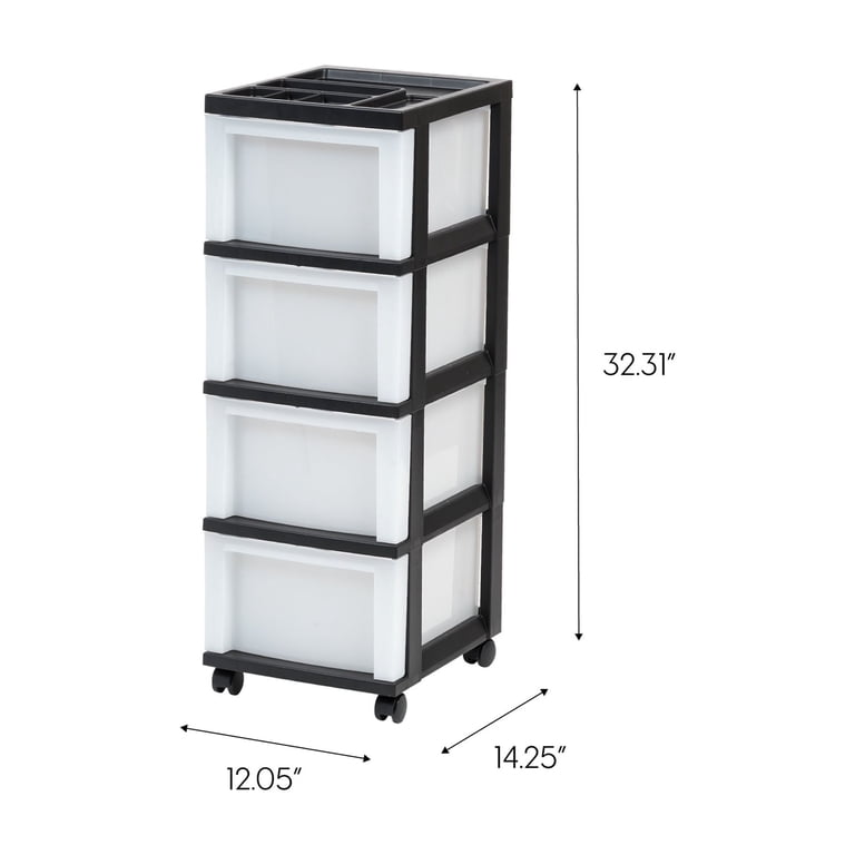 IRIS 4-Drawer Narrow Plastic Storage Cart, Black photo 6