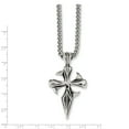 thumbnail image 3 of Chisel  Stainless Steel Antiqued and Polished Dagger Cross Pendant on a 22 inch Curb Chain Necklace, 3 of 3
