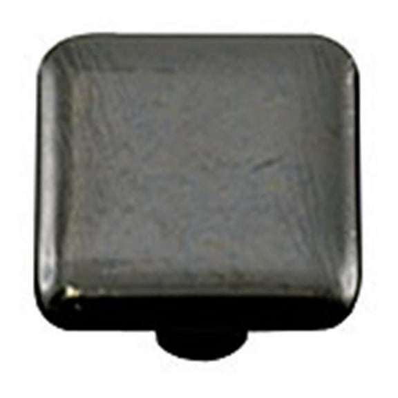 Hot Knobs HK4005-KB Metallic Silver Square Glass Cabinet Knob - Black Post