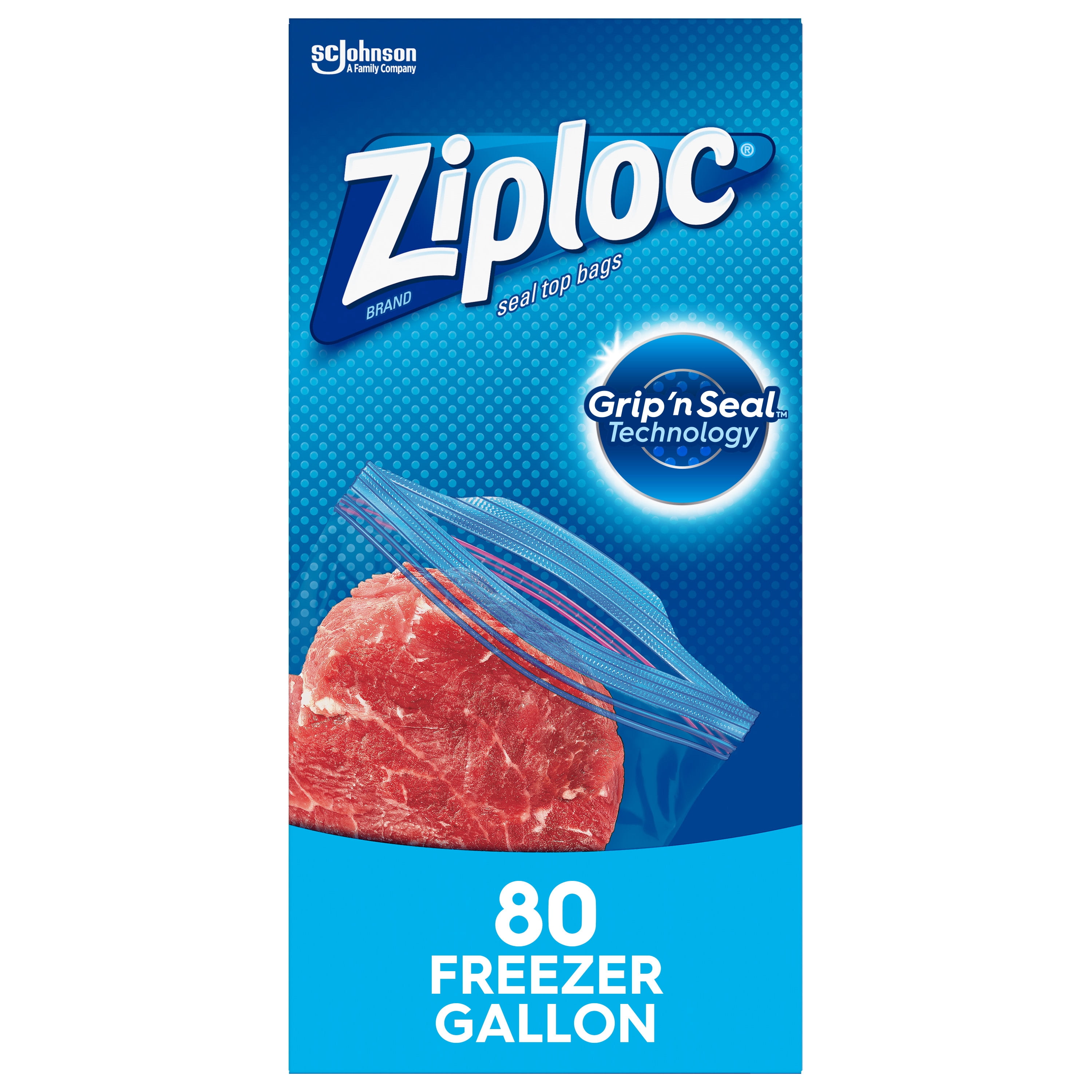 Ziploc Gallon Freezer Bags with New Grip n Seal Technology 80 Count Pack of 1 