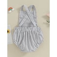 thumbnail image 4 of Gureui Infant Baby Summer Romper Stripe Print Square Neck Button Jumpsuit Sleeveless Backless Overalls Outfits, 4 of 9