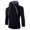 thumbnail image 3 of Sudadera con capucha para hombre Sudadera con capucha y bloque de color con 2 cremalleras Top de suéter de otoño, negro, XXL Inevent AP002501-09, 3 of 6