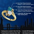 thumbnail image 2 of Gem Stone King 18K Yellow Gold Plated Silver London Blue Topaz White Moissanite and White Diamond Ring for Women (1.78 Cttw, Heart Shape 6MM, Gemstone November Birthstone, Size 7), 2 of 6
