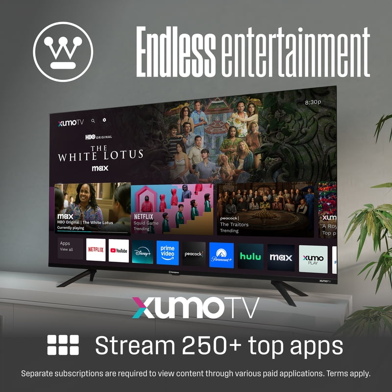 Westinghouse 55" 4K UHD Smart TV, Xumo, HDR10, Dolby Vision & Atmos, Voice Remote, Wi-Fi, Bluetooth feature detail