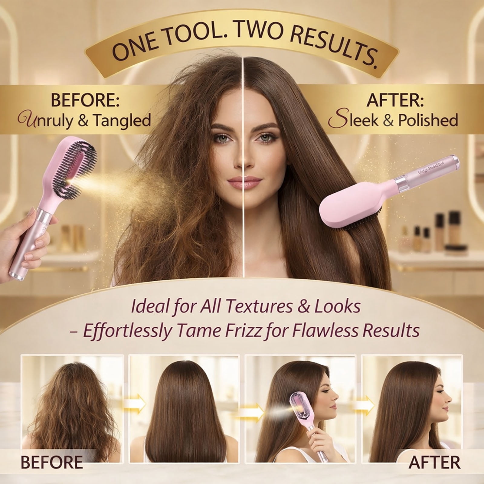 100Pcs Aqua Brush for Hair, AquaBrush 2-in-1 Detangler Hair Brush with Built-In Mister Spray, Portable Wet & Dry Detangling Brush for Curly, Wavy & Straight Hair, for Smooth, Frizz-Free Hair