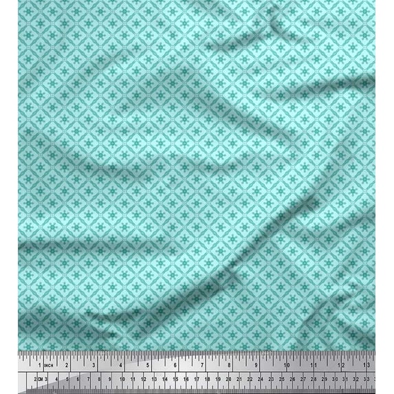 Soimoi Polyester Crepe Fabric Snowflake & Check Shirting Print Fabric by The Yard 52 Inch Wide