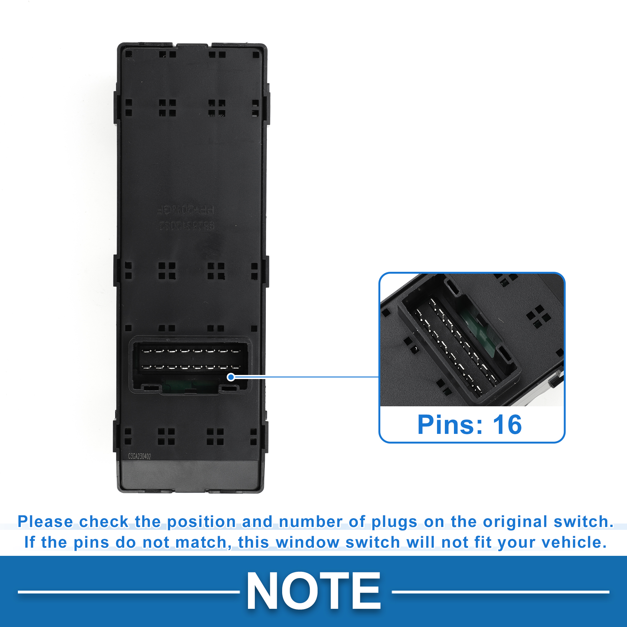 Unique Bargains Power Window Switch No.935703X032RAS Front Left Driver Side Window Switch