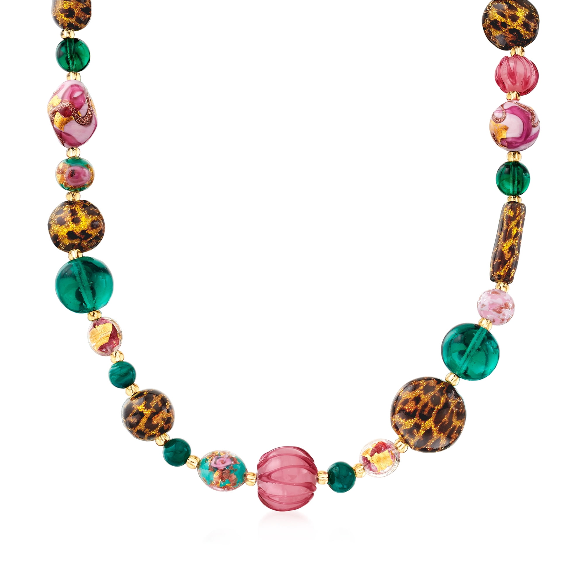 Ross-Simons Italian Multi-Shaped Murano Glass Bead Necklace With 18kt Gold  Over Sterling - Walmart.com