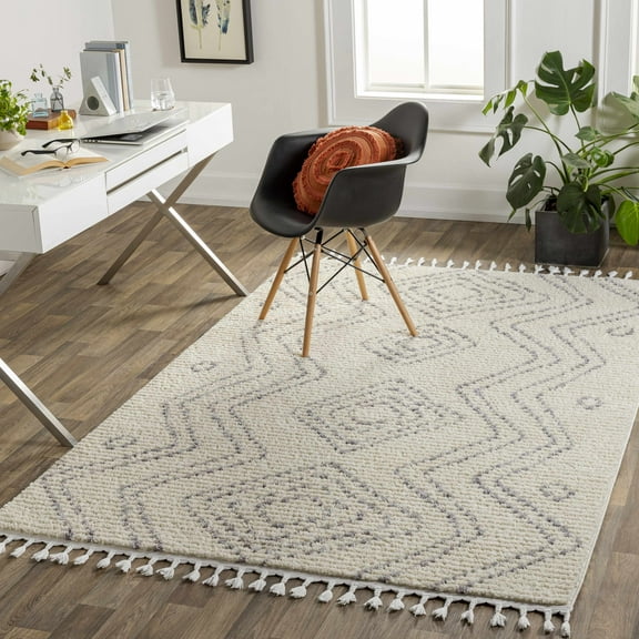 Hauteloom Ballybofey Living Room, Bedroom Area Rug - High Pile - Beige, Gray - 5'3" x 7'