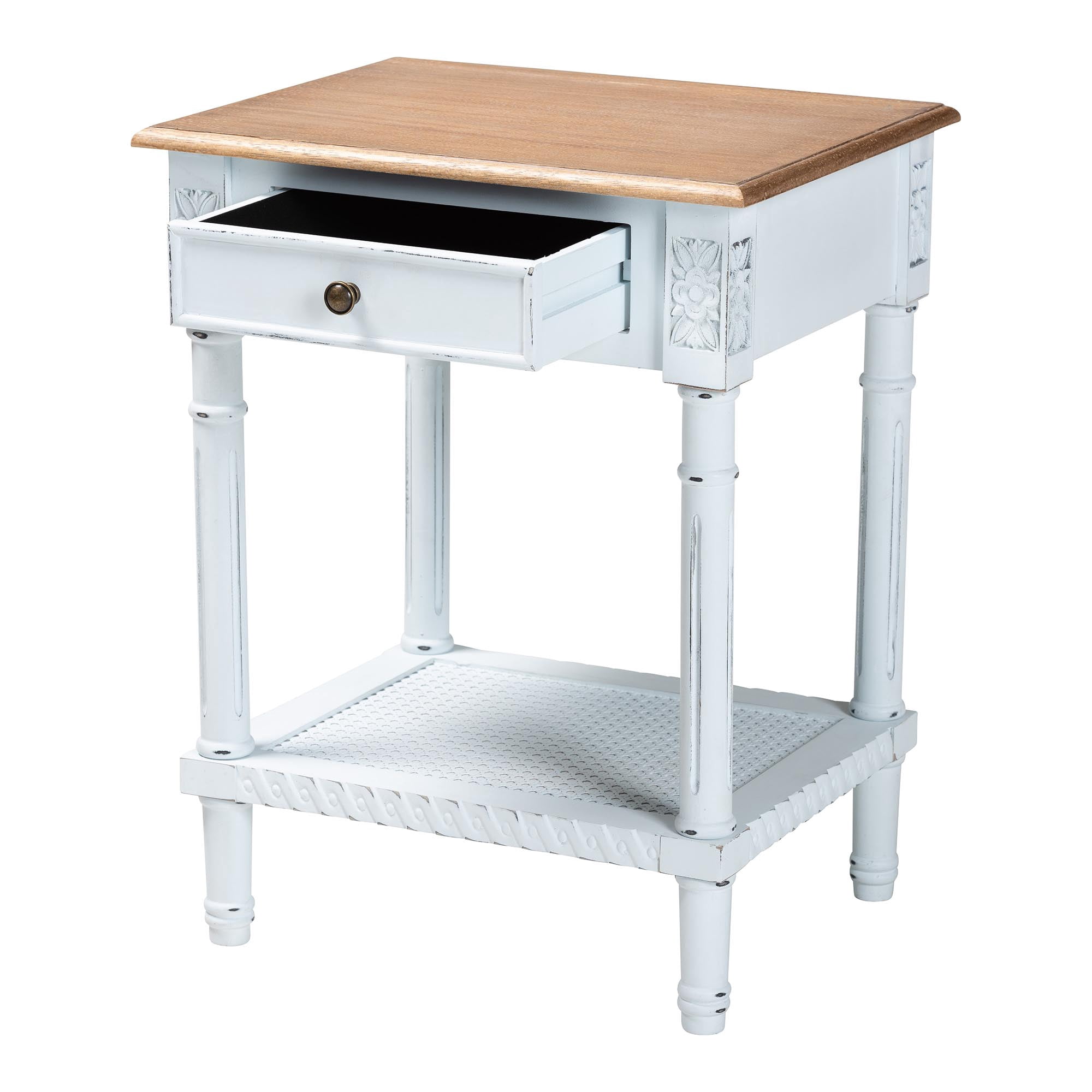 Baxton Studio Legrand French Provincial End Table, 1-Drawer, White