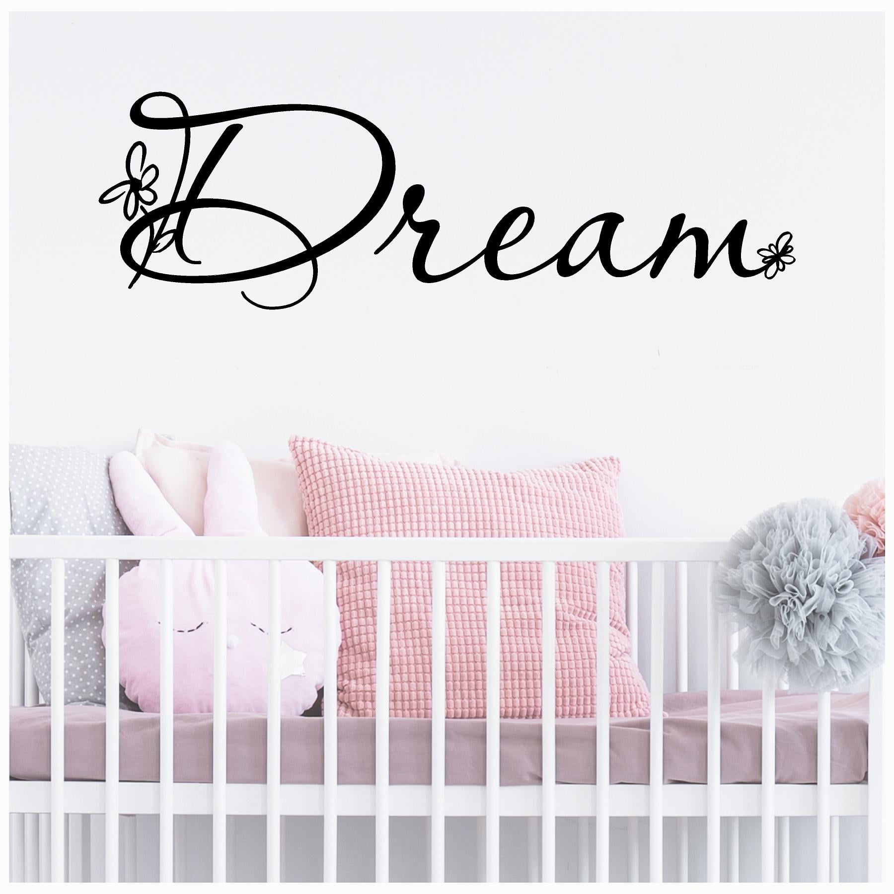 dream (with flowers) 10' h x 32' w vinyl lettering family quote wall sayings art words decal sticker