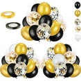 thumbnail image 1 of 72 Pack Black Gold Confetti Balloons Kit, 12 Inch Black Gold White Balloons and Gold Confetti Balloons with Balloon Ribbons for Graduation Birthday Wedding Baby Shower Party Decorations Black White, 1 of 5
