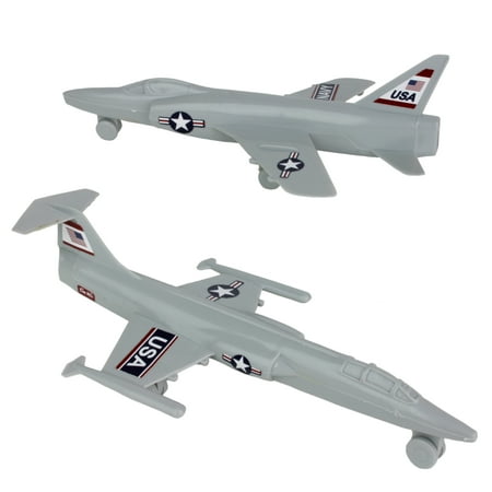TimMee Plastic Army Men Cold WAR Fighter Jets - Gray Airplanes - Made in USA