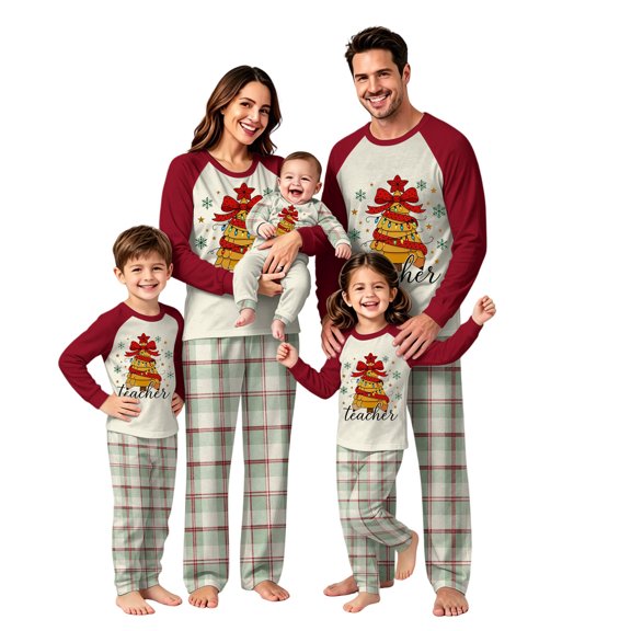 Lvotionpl 2026 Family Christmas Pajamas Matching Sets, Match Family Christmas Pjs Long Sleeve Top & Pants Set Matching Holiday Family Pajama Xmas Sets