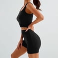 thumbnail image 5 of Women's 2025 Summer Two Piece Outfit Matching Lounge Crop Top High Waisted Shorts Sleeveless Bodycon Active Set, 5 of 6