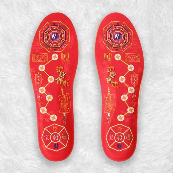 Plantillas de cojín de estilo rojo chino, para hombres y mujeres, cómodas, absorción de impactos, ligeras, absorción de sudor, inserciones de zapatos 45-46 Fernando Plantillas