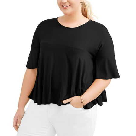 Poof Junior Plus Drop Sleeve Ruffle Blouse