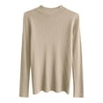 thumbnail image 4 of Brown Womens Tops Autumn and Winter Cardigan Women's New Half High Round Neck Hollow Knitted Top Loose Bottoming Shirts for Women, 4 of 4