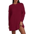 thumbnail image 1 of Faithtur Pull Tricoté Automne Hiver pour Femmes Couleur Unie Manches Longues Col Rond Long Tricoté, 1 of 9