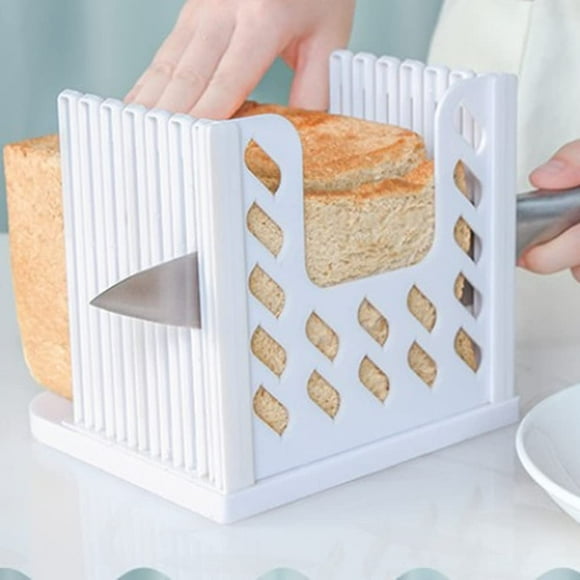 1 Piece Bread Slicer, Bread Slicing Guide Bread Slice Width Adjustable in 4 Sizes, Household Bread Slicer with Crumb Tray
