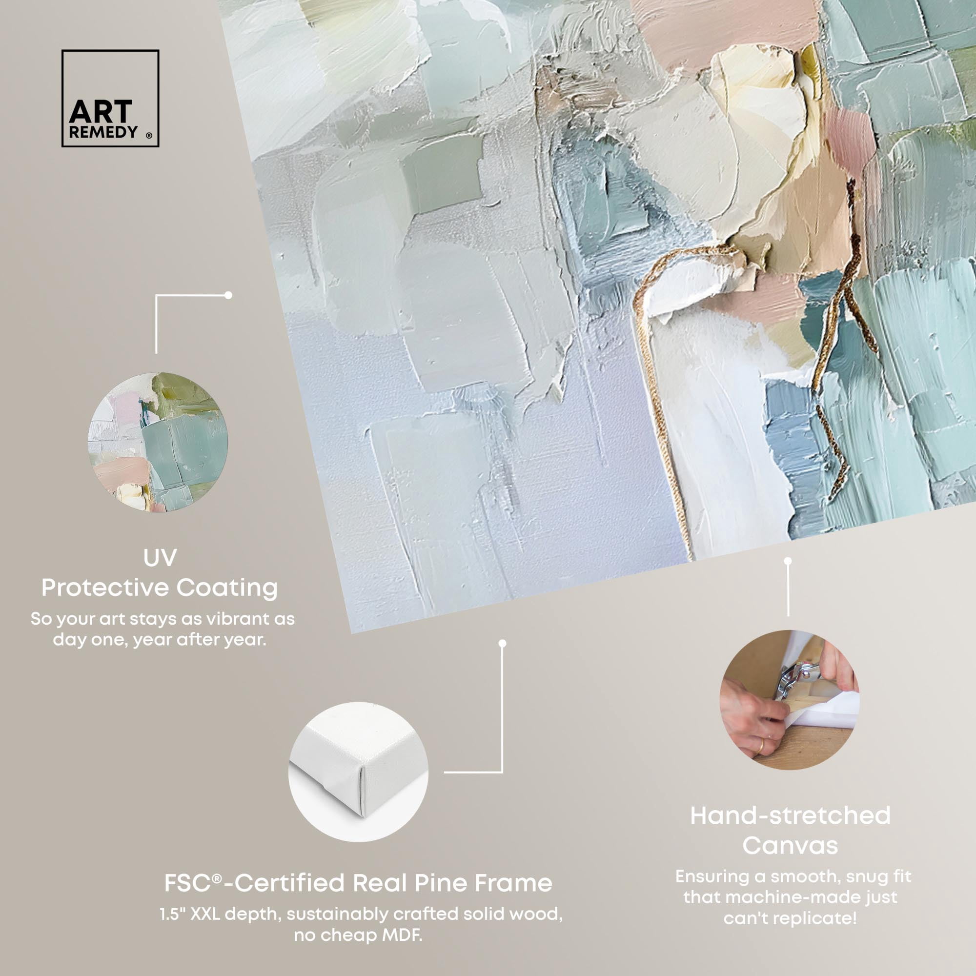 Art Remedy Modern Trendy Art Canvas, 12" x 12", Gallery Wrapped, Jade Sweep I Set
