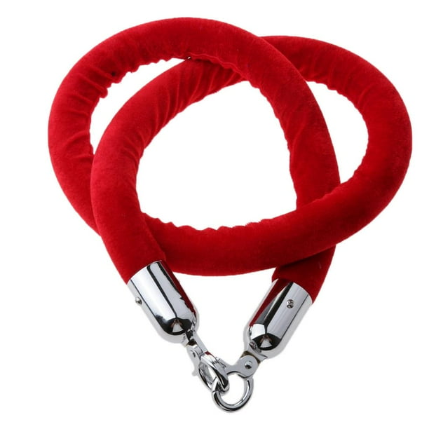 Cuerda de terciopelo de 1,5 m con ganchos plateados pulidos con efecto espejo - 6 rojo