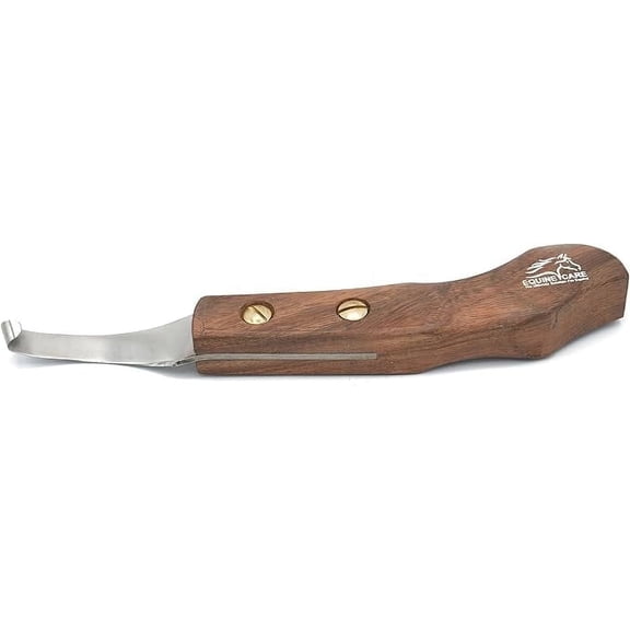 Equine Care Right-Handed Farrier Hoof Knife, Ultra-Sharp J2 Steel Blade, Ergonomic Wooden Handle